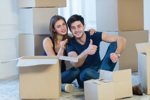 Boxes and furniture prepared for a local move